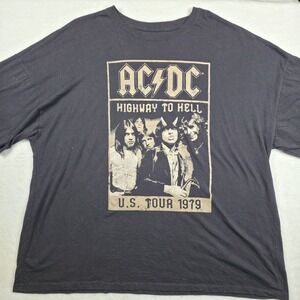 AC/DC Graphic T-Shirt Men 2XL Black Fair Highway To Hell US Tour 1979 Distressed